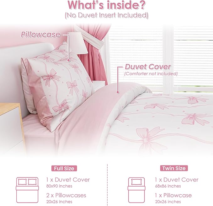 SANDJEST Bow Duvet Cover Sets Full Size - Image 2