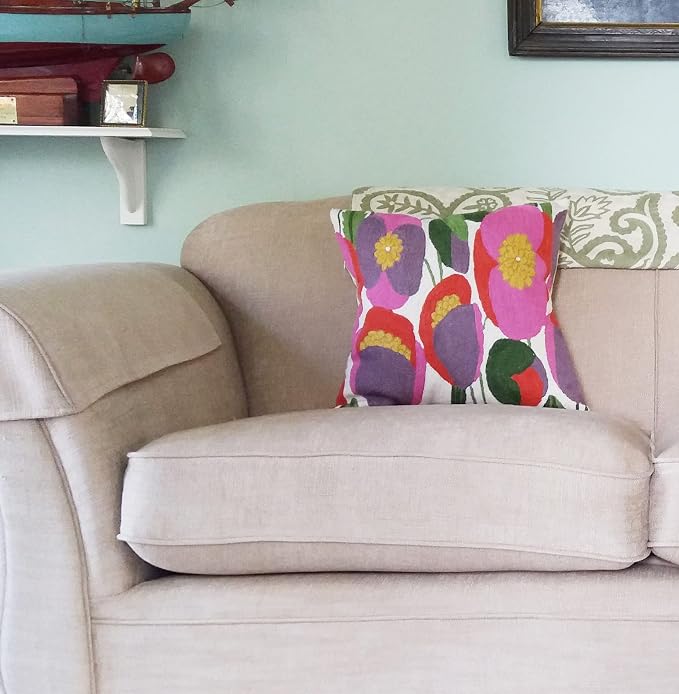 Lily Pink Flower Pillow Cover | Suzani Accent Pillow | Outdoor Floral Pillows | - Image 2