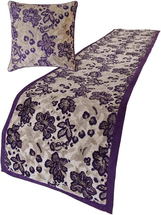 The HomeCentric King/Queen/Twin Purple Designer CA King 86"x18" Bed Runner - Image 3