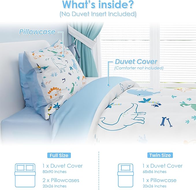 SANDJEST Dinosaur Duvet Cover Sets Twin Size - Image 2