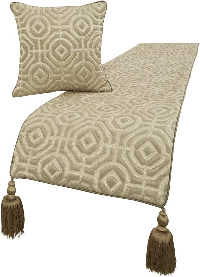 The HomeCentric King/Queen/Twin Beige Designer Full 68"x18" Bed Runner by TheHomeCentric