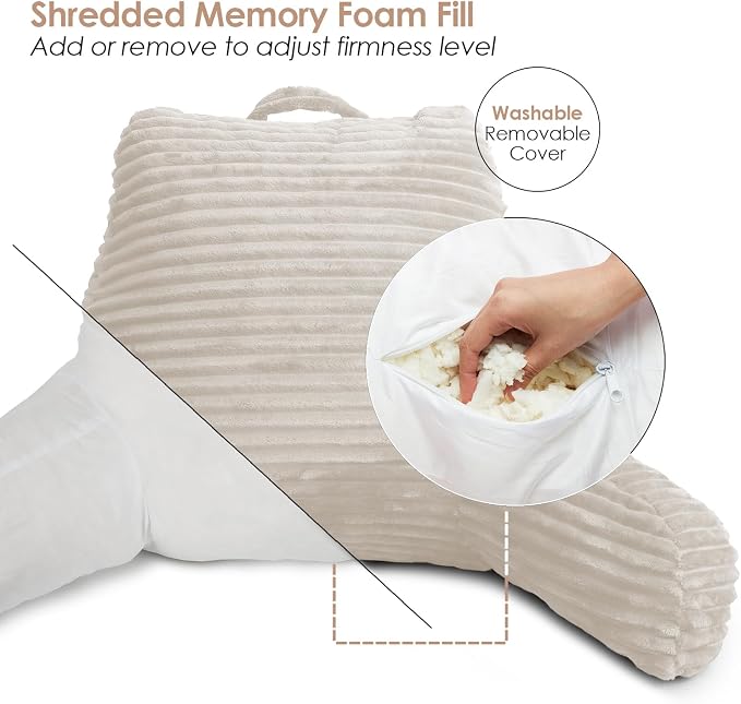 Hearth & Harbor Reading Pillow for Bed Adult – Back Pillow for Sitting in Bed - Image 5