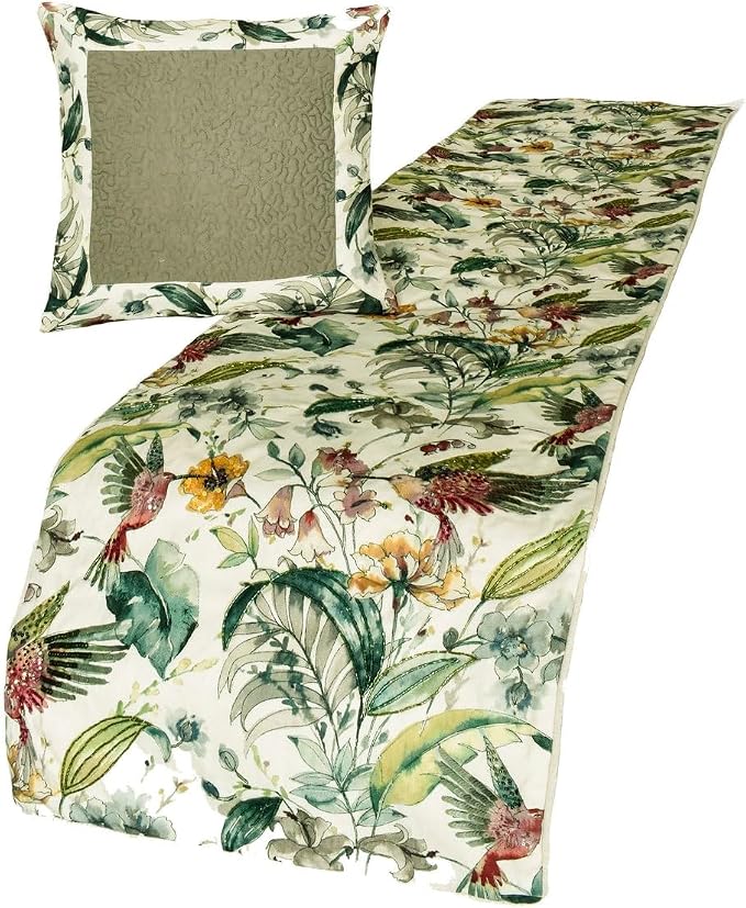The HomeCentric King Queen Twin Ivory & Multi Designer King 90"x18" Bed Runner by TheHomeCentric