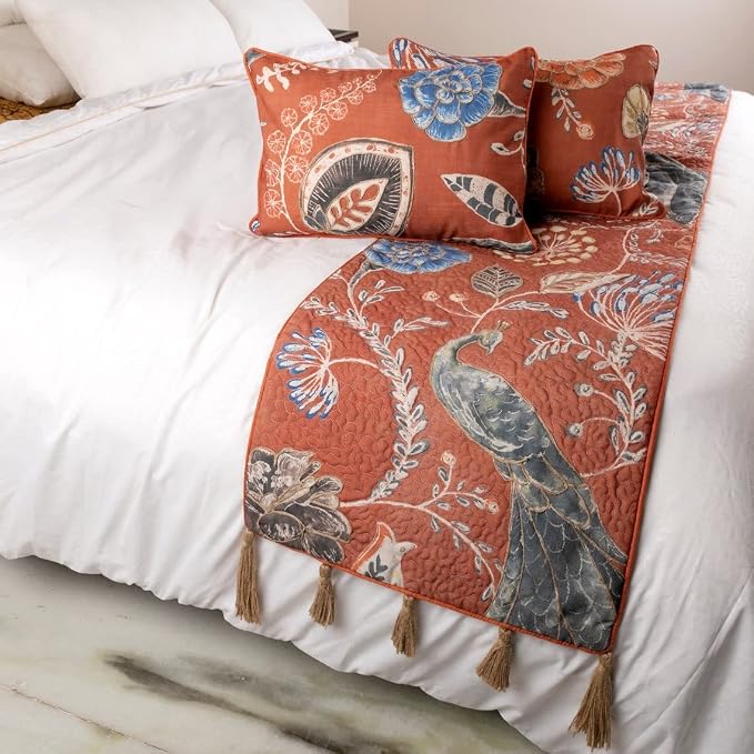 The HomeCentric Orange Bed Runner Without Pillow Cover, King Size 90"x18" - Image 5