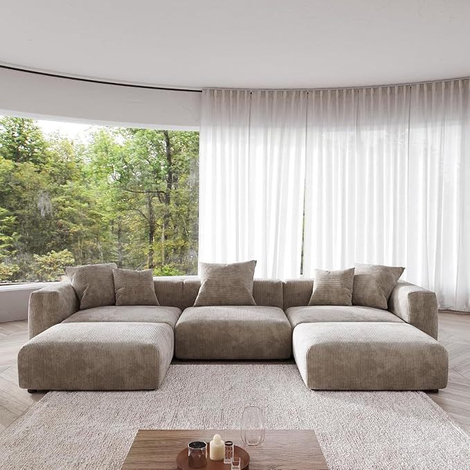 JACH 141" Oversized Modular Sectional Couch, Deep 3-Seats Corduroy Sofa - Image 4