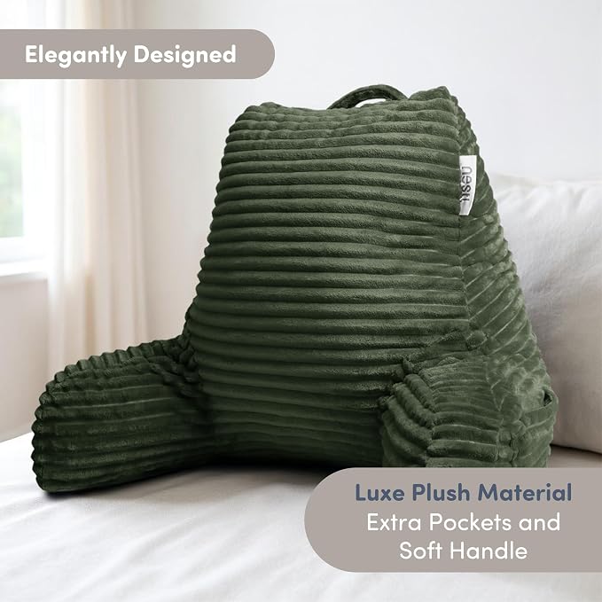 Nestl Reading Pillow with Shredded Memory Foam, Luxe Cut Plush Back Pillow - Image 3