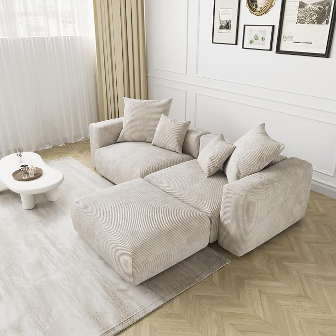 JACH Corduroy Modular Sectional Couch, Oversized Sectional Sofa - Image 5
