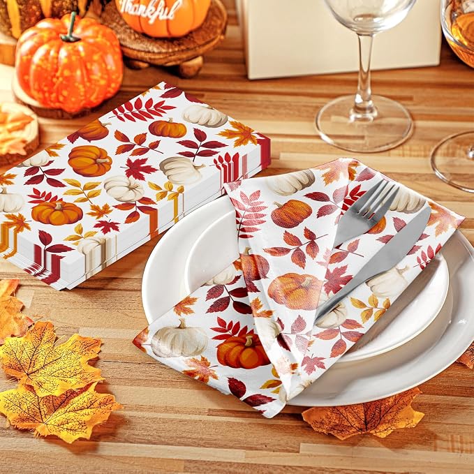 100 Pack Fall Thanksgiving Paper Napkins - Image 3