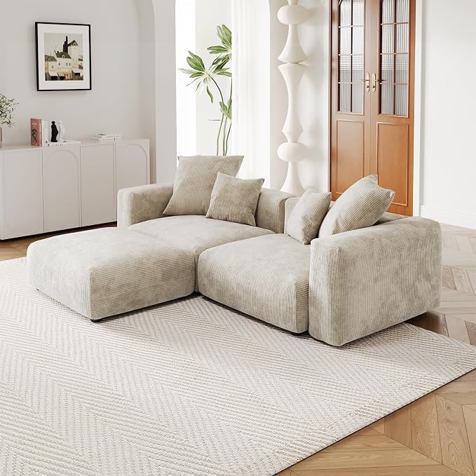 JACH Corduroy Modular Sectional Couch, Oversized Sectional Sofa by Unknown