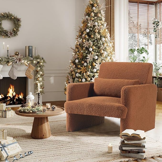 Gaussen Sherpa Accent Chair Mid Century Modern Living Room Chairs by GaussenFurniture