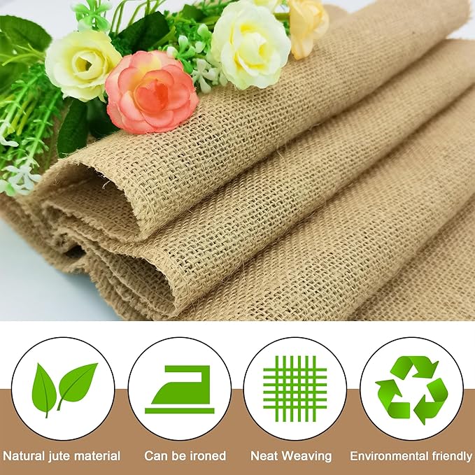 10 Pack Natural Burlap Table Runners, 12 x 72 Inch Rustic Jute Table Runner and - Image 4
