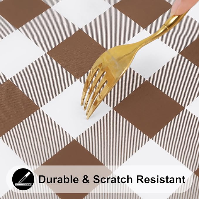 Smiry Rectangle Picnic Table Cloth, Elastic Waterproof Fitted Vinyl Tablecloths - Image 7