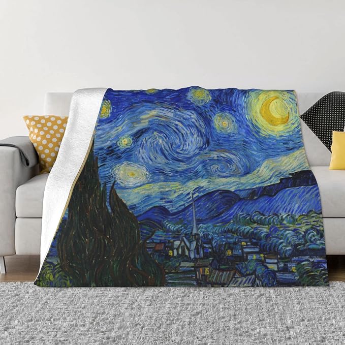 Starry Night Soft Blanket All Season Fuzzy Throw Warm Lightweight Blanket by mutakin