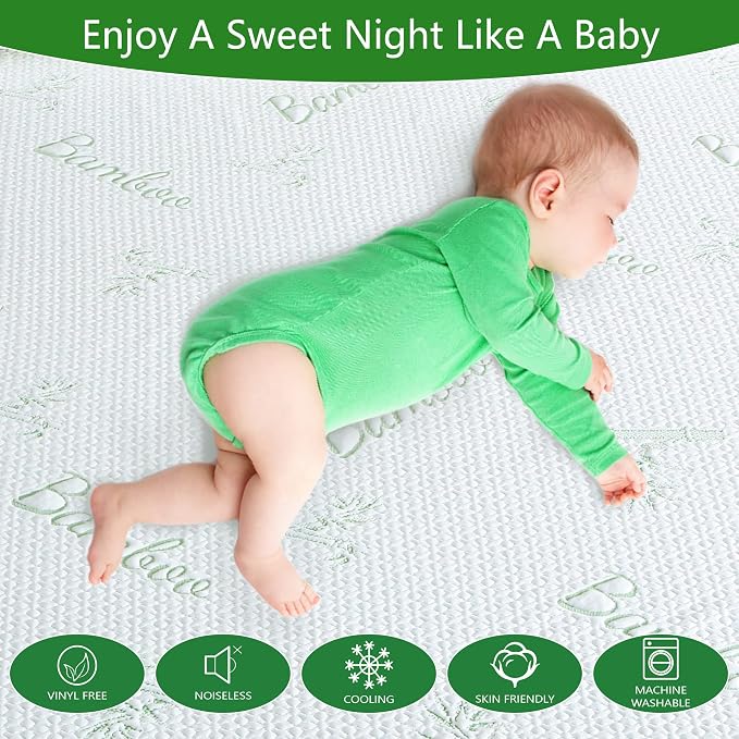 GOONIK Full Size Mattress Protector, Breathable Bamboo Viscose Waterproof Full - Image 4