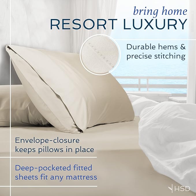 Hotel Sheets Direct 4 Piece Bed Sheet Set Queen Size, 100% Viscose Derived from - Image 4