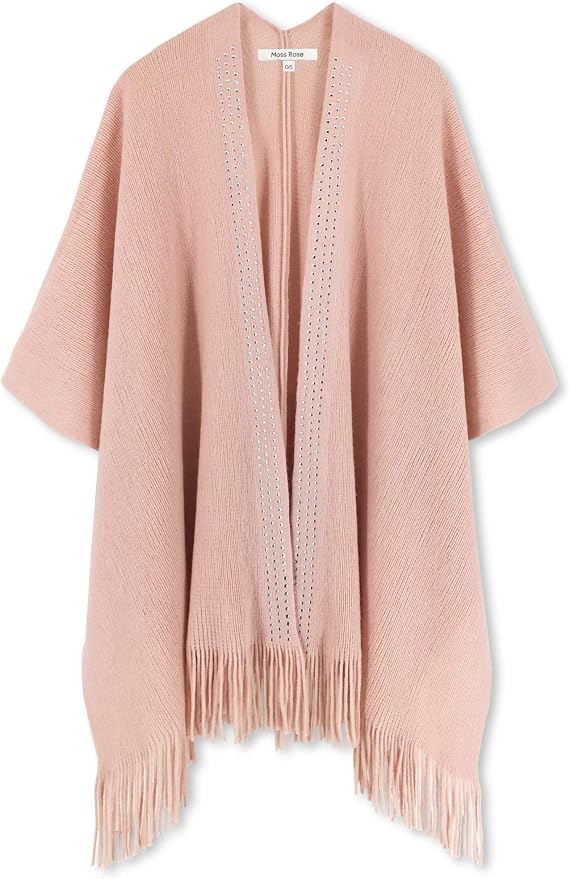 Moss Rose Women's Travel Plaid Shawl Wrap Open Front Poncho Cape - Image 2