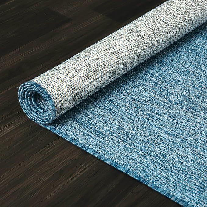 Washable Indoor Outdoor Rug Weather Resistant Carpet Modern Solid - Image 9