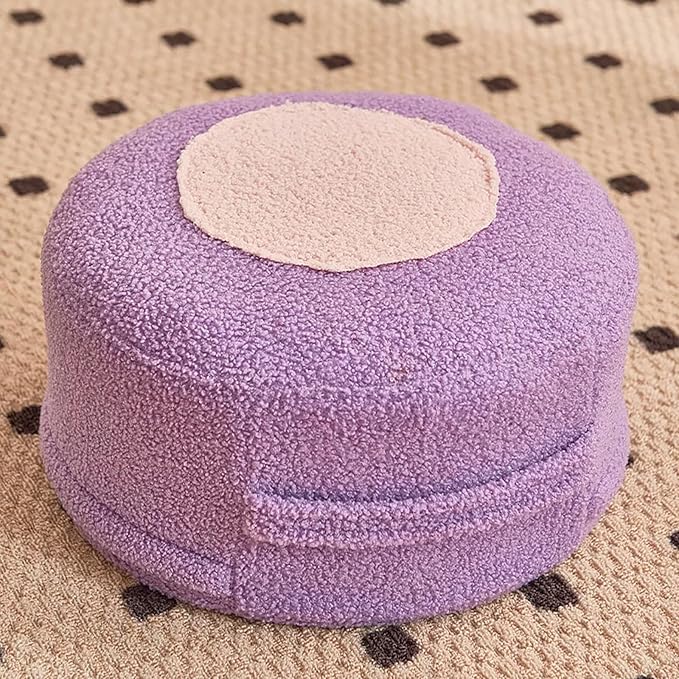 Round Pouf Ottoman Foot Rest, Stuffed Floor Pouf Foot Stool by Unknown