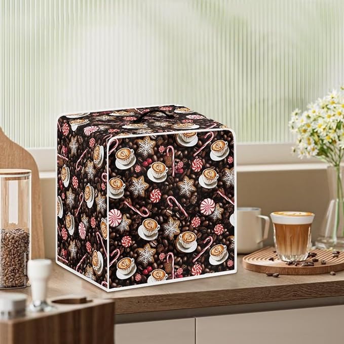 Coffee Maker Cover Christmas Coffee Machine Dust Cover Washable Folding Xmas - Image 3