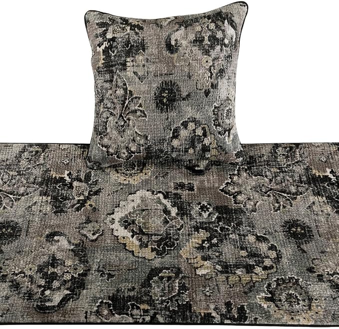 The HomeCentric Designer Black & Grey King 90 x 18 inch Bed Runner - Image 2