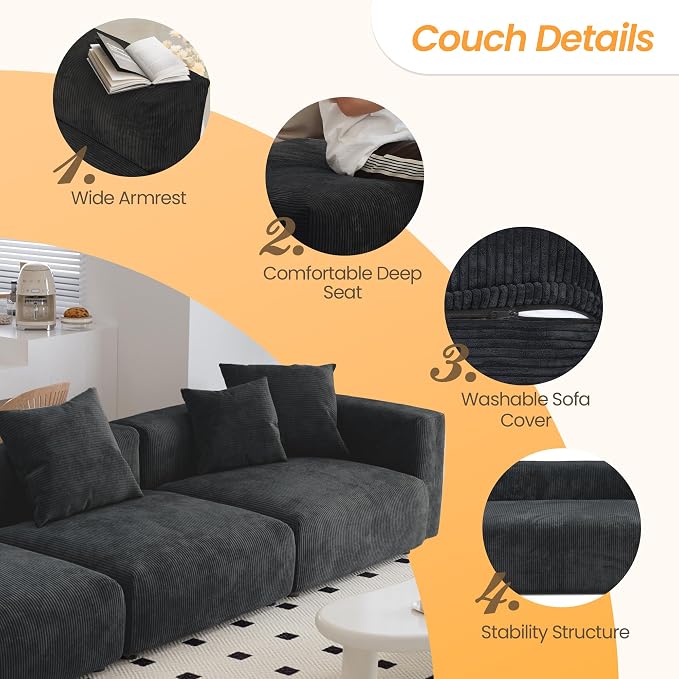 JACH 142"" Luxurious Sectional Couch Sofa - Image 3
