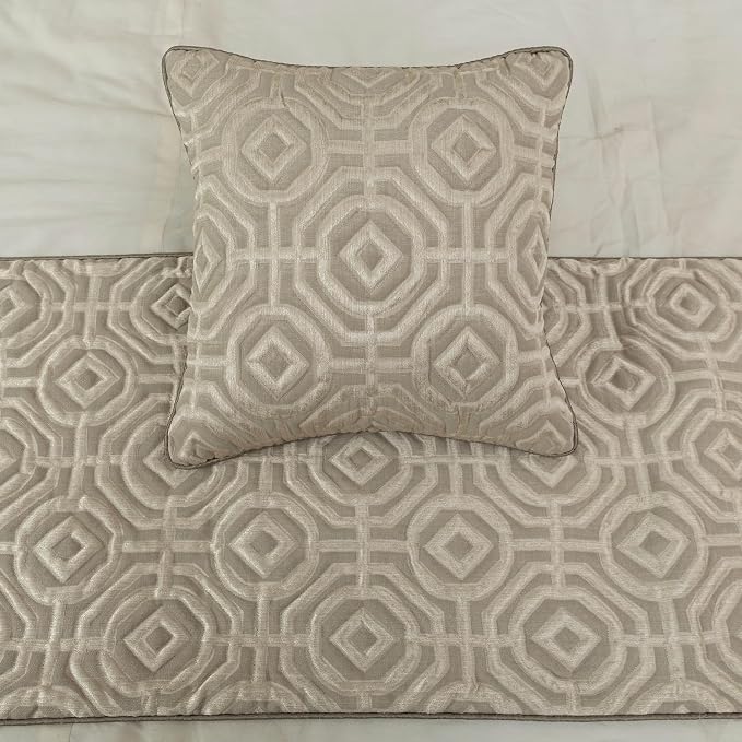 The HomeCentric King/Queen/Twin Beige Designer Queen 74"x18" Bed Runner Without - Image 5