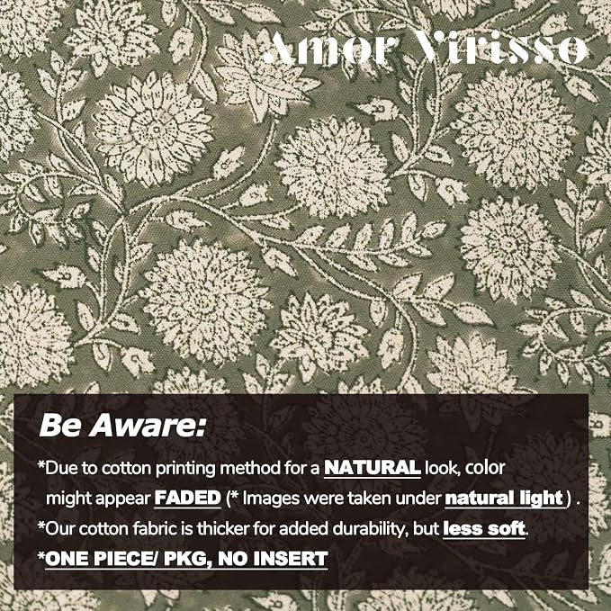 Amor Virisso Floral Pillow Covers 24x24 Throw Pillow Covers Vintage Block Print - Image 3