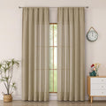 Simplebrand Taupe Semi Sheer Faux Linen Textured Curtains 84 Inches Long 2 by Simplebrand