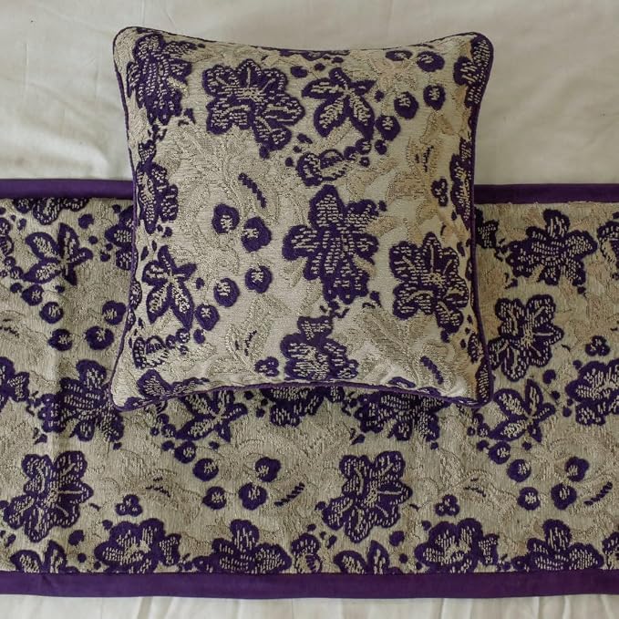 The HomeCentric King/Queen/Twin Purple Designer CA King 86"x18" Bed Runner - Image 2