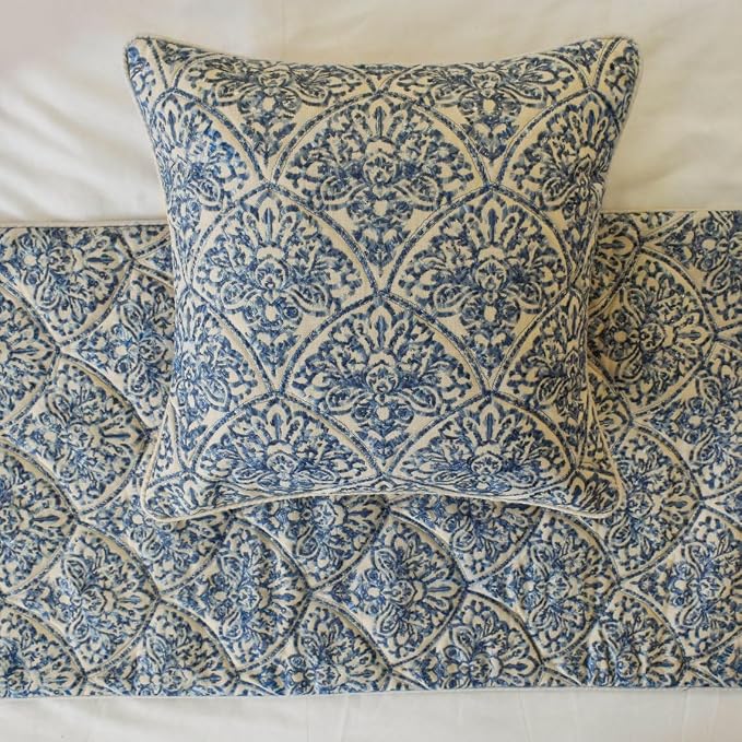 The HomeCentric King/Queen/Twin Blue Designer Queen 74"x18" Bed Runner - Image 2