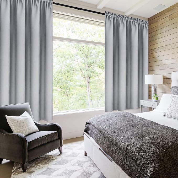 DWCN Silver Grey Short Blackout Curtains - Image 2