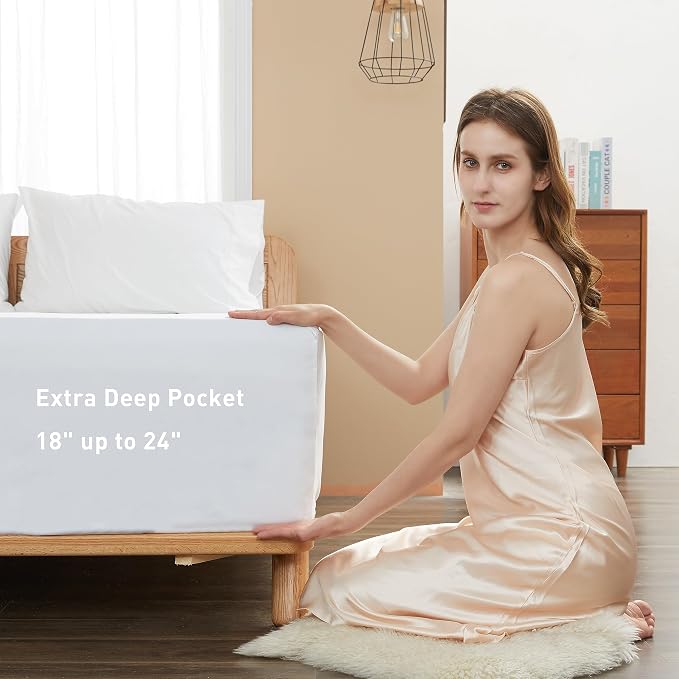 Sunflower Full Fitted Sheet, 1-Piece Extra Deep Pocket Fitted Bottom Sheet 22" - Image 3