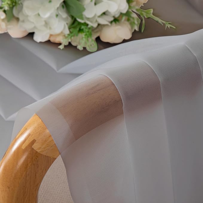 OVZME Light Grey Sheer Curtains 90 Inches Long 2 Panels - Image 5