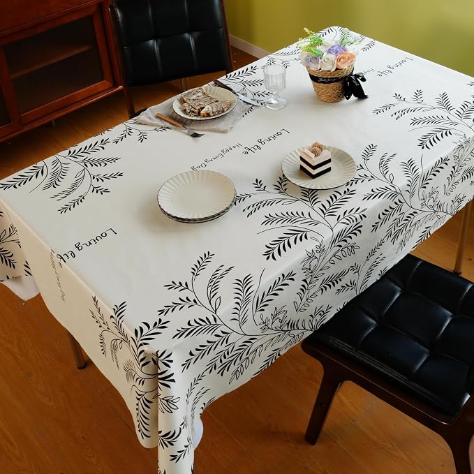 Rectangle Table Cloth, 100% Waterproof Tablecloth OilProof SpillProof Vinyl - Image 2