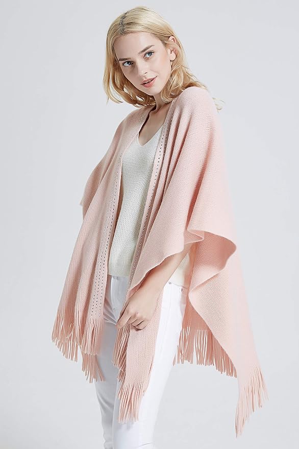 Moss Rose Women's Travel Plaid Shawl Wrap Open Front Poncho Cape - Image 4