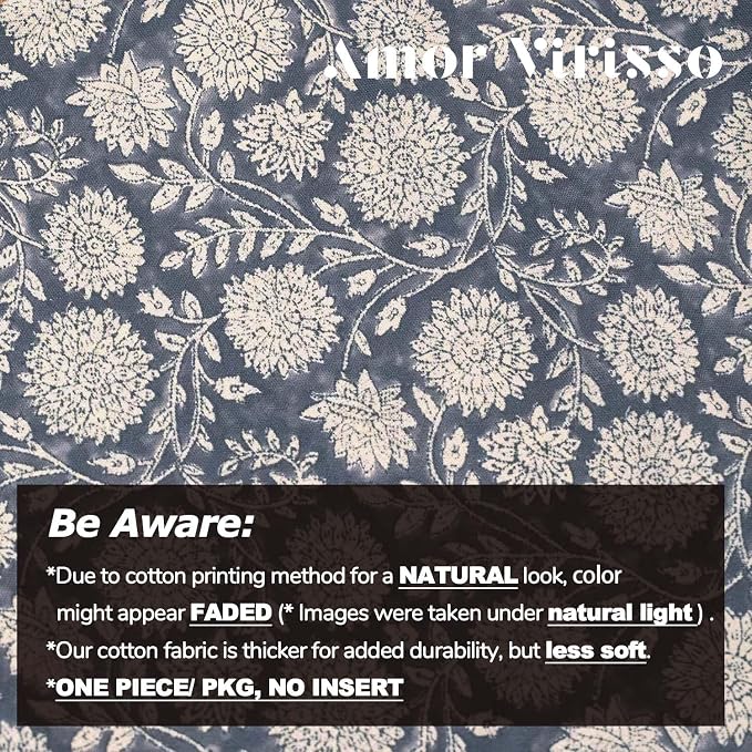 Amor Virisso Floral Pillow Covers 18x18 Throw Pillow Covers Vintage Block Print - Image 4