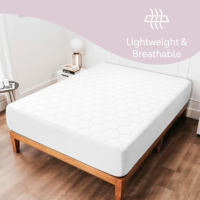 Hearth & Harbor Queen Size Quilted Fitted Mattress Pad Cover, 100% Waterproof - Image 3