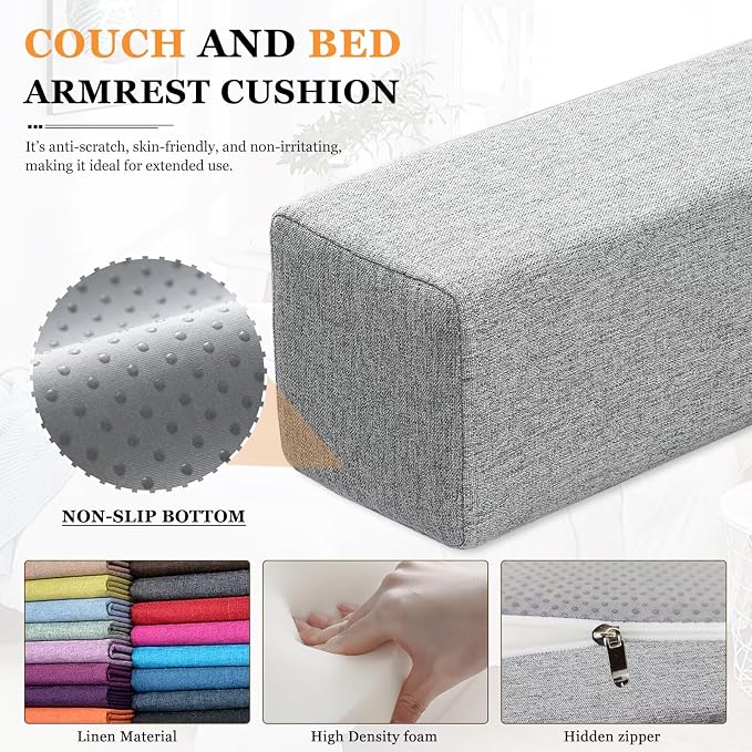 Couch Arm Rest Pillow, Linen Armrest Cushion, High Density Foam Armrest Cushion - Image 3