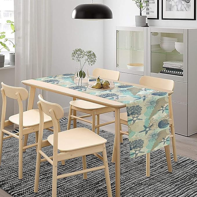 Ocean Starfish Table Runner, Coastal Coral Starfish Seaside Nautical Beach - Image 8