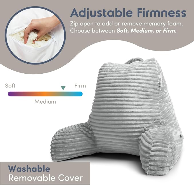 Nestl Reading Pillow with Shredded Memory Foam, Luxe Cut Plush Back Pillow - Image 3