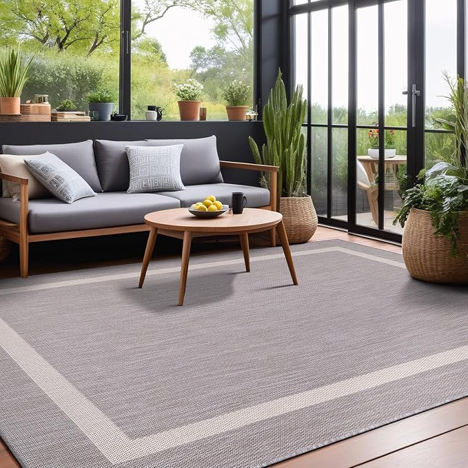 Bordered Outdoor Rug 9x12 Washable Outside Carpet - Image 10