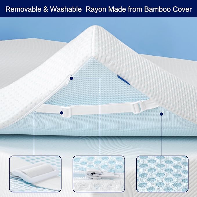 Subrtex Mattress Topper Cover Mattress Protector Bedding Rayon Made from Bamboo - Image 4