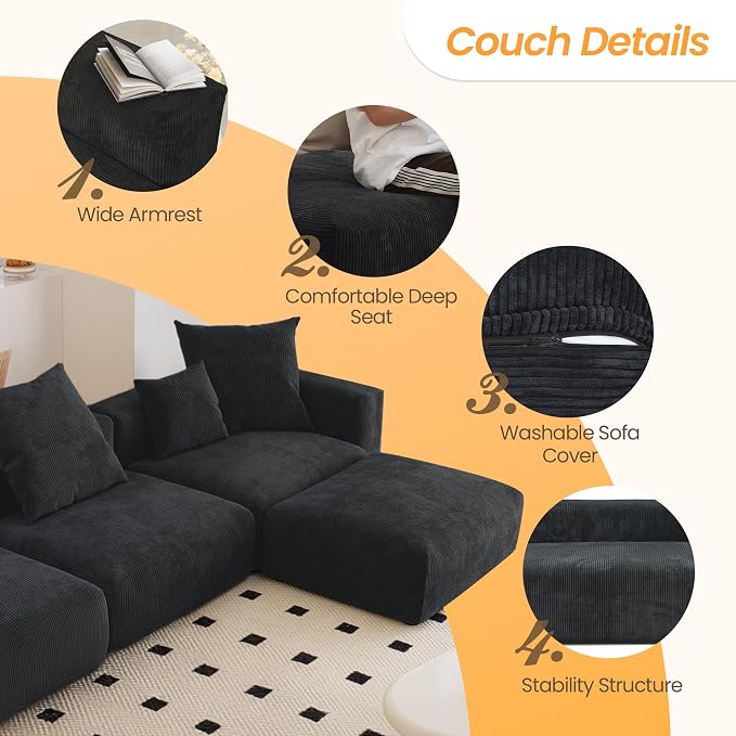 JACH 181" Oversized Modular Sectional Sofa, U-Shaped Deep 4-Seats Sectional - Image 3