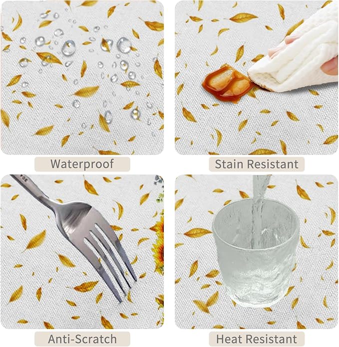 70x108in Sunflower Yellow Floral Tablecloth - Image 4