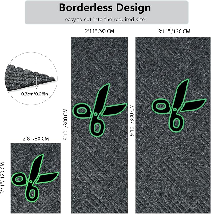 jxgzyy Commercial Hallway Runner Rugs 2'11" x 9'10", Non-Slip Indoor Outdoor - Image 2
