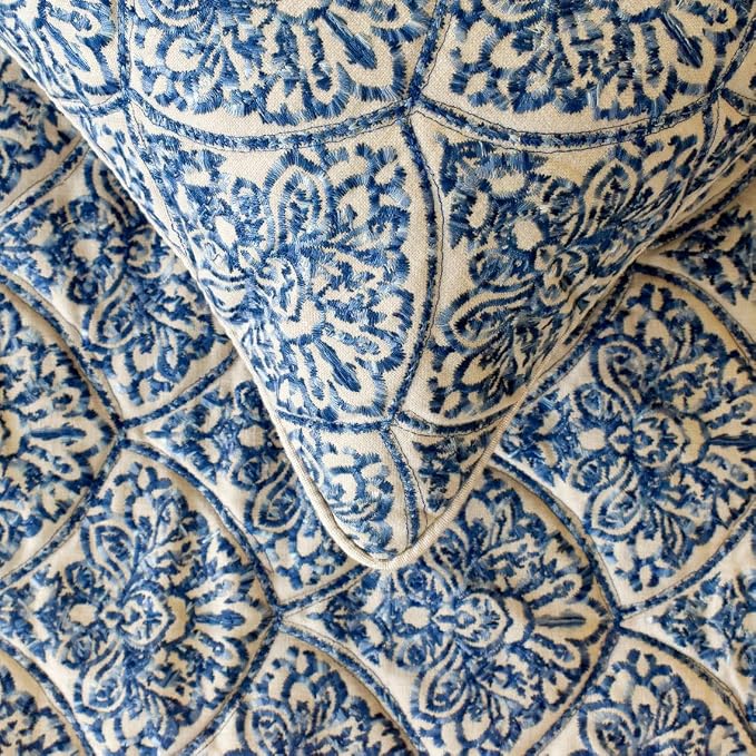 The HomeCentric King/Queen/Twin Blue Designer Queen 74"x18" Bed Runner - Image 3