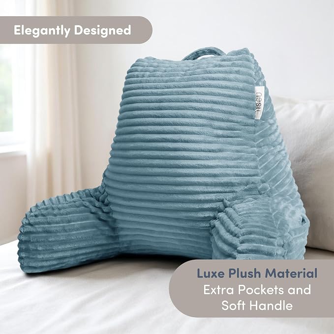 Nestl Reading Pillow with Shredded Memory Foam, Luxe Cut Plush Back Pillow - Image 2