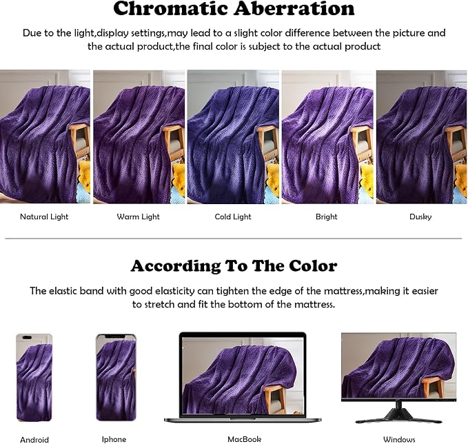 NEWCOSPLAY Super Soft Queen Blanket Dark Purple Premium Silky Flannel Fleece - Image 6
