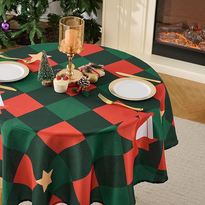 Christmas Tablecloth Round 60 Inch 1 Pack Waterproof, Machine Washable - Image 9