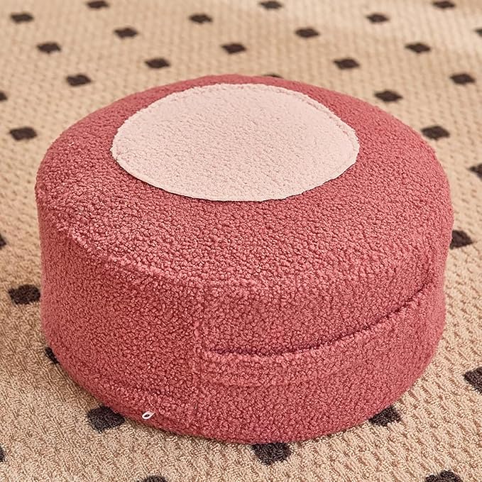 Round Pouf Ottoman Foot Rest, Stuffed Floor Pouf Foot Stool by Unknown